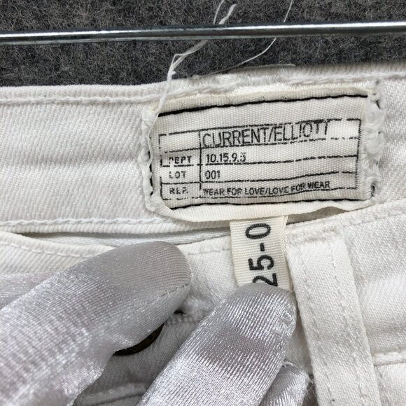 Current/Elliot White Skinny Jeans Womens 25 Distressed Ripped Low Rise Stretch - Picture 5 of 11